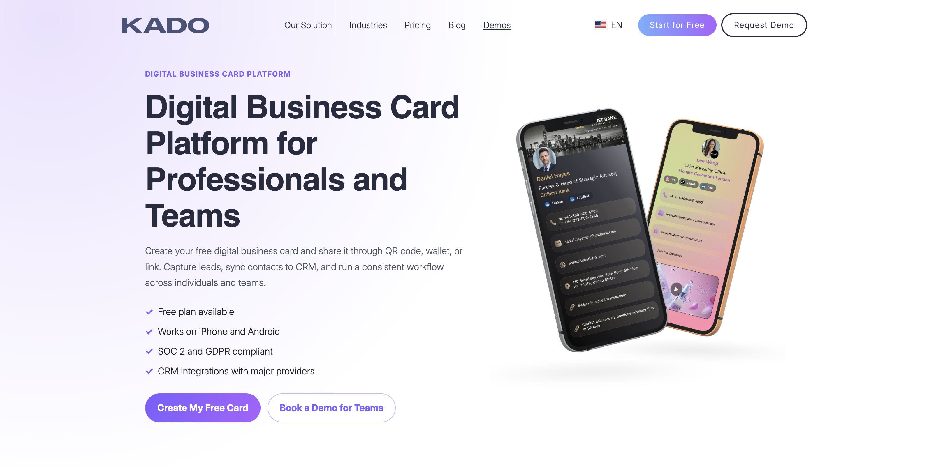 Kado digital business card app