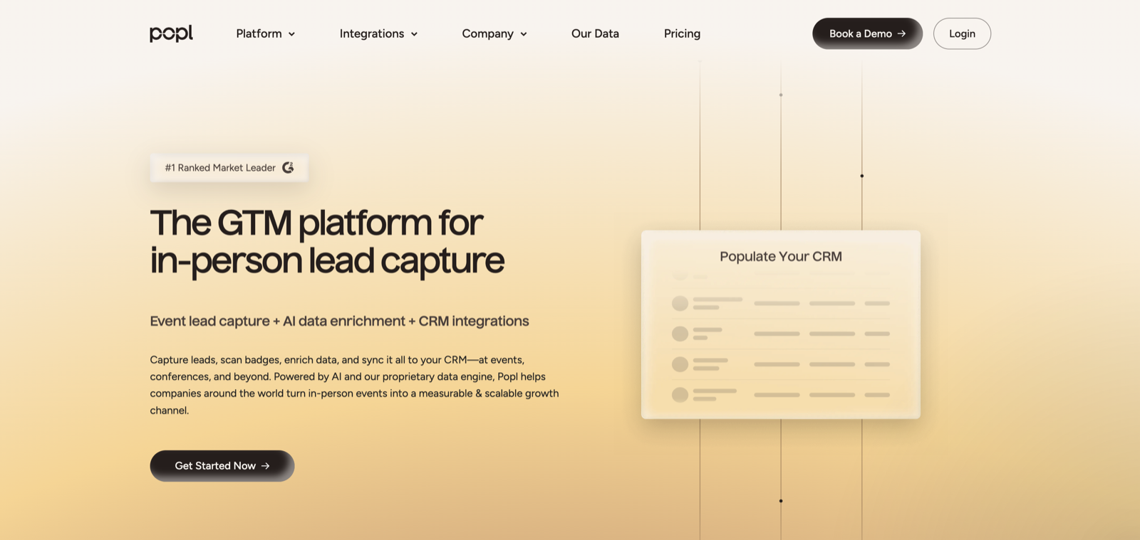 Popl digital business card and lead capture homepage